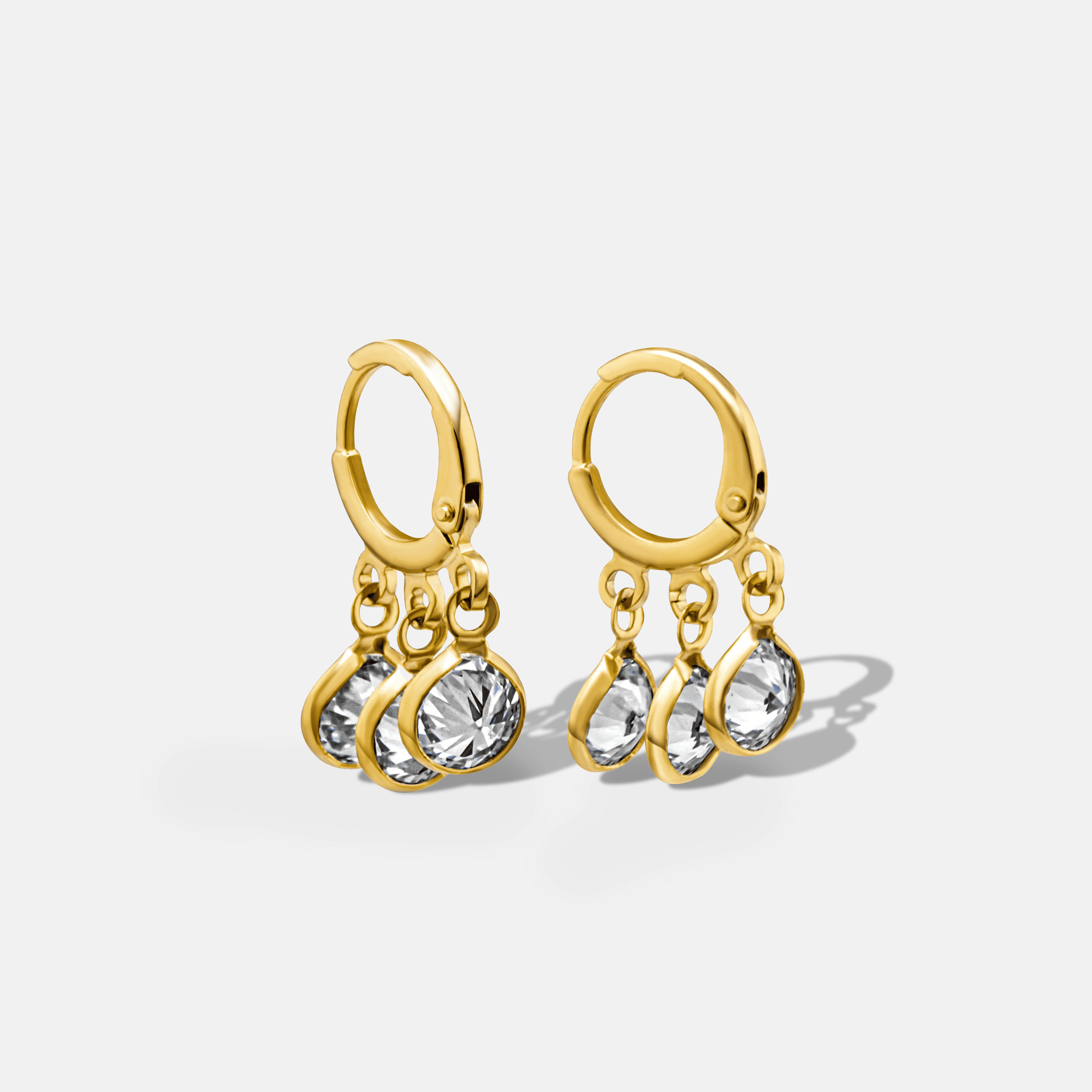 Mini Gold Raindrop Hoop Earrings