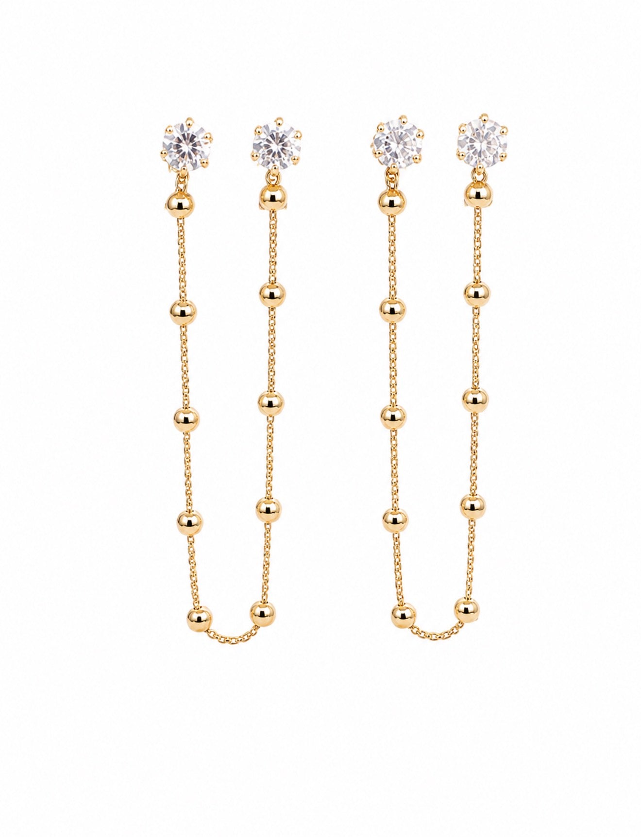 Katie Double Piercing Chain Earrings
