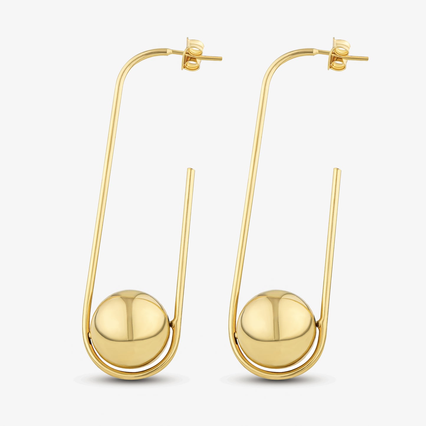 Long Gold Ball Earring