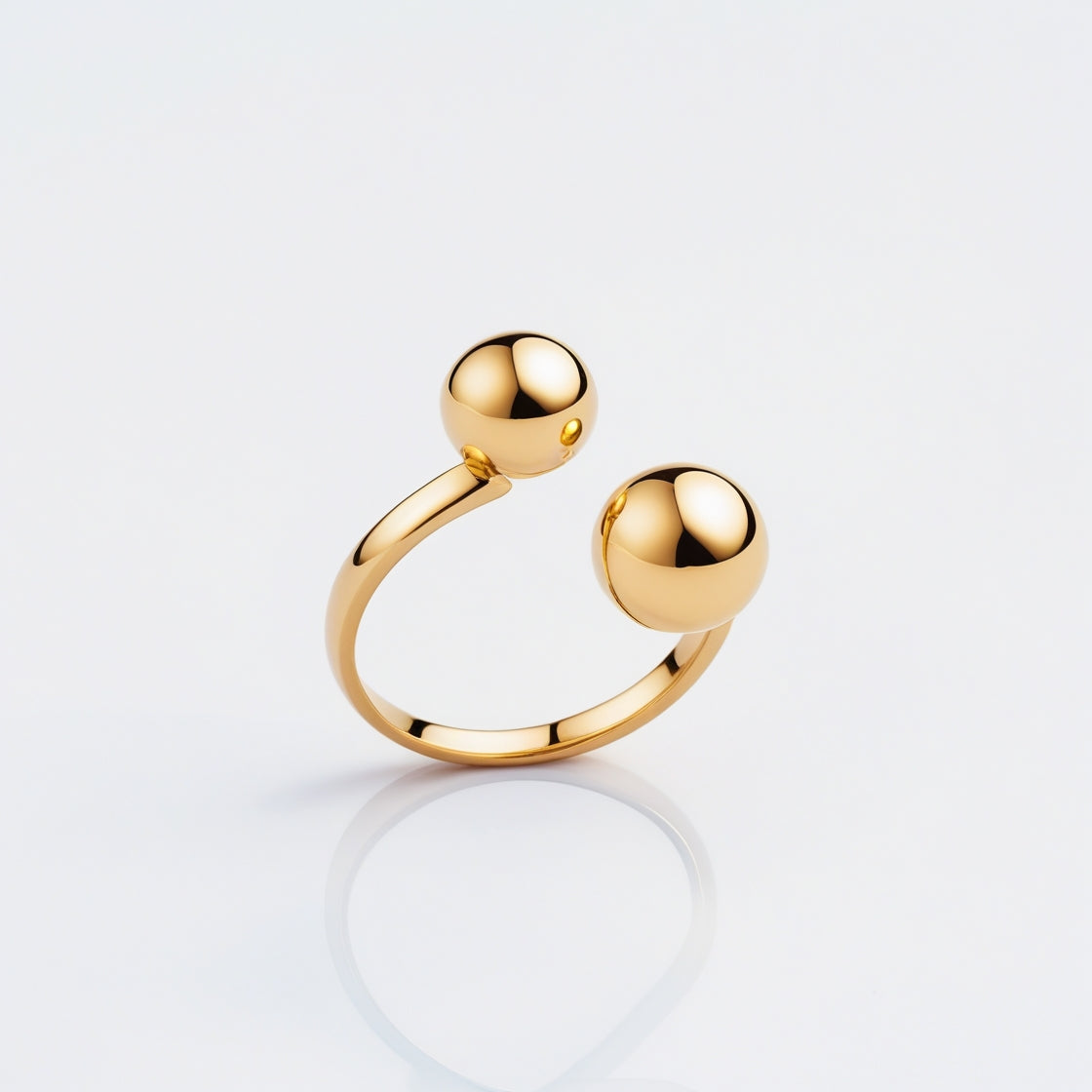Gold Two-Ball Ring | Minimalist Gold-Plated Ring