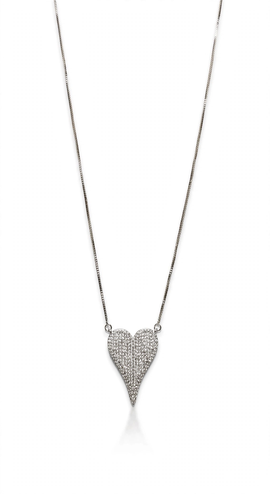 Pave Heart Necklace — pave crystal heart pendant necklace in rhodium, by Evelyn Sands